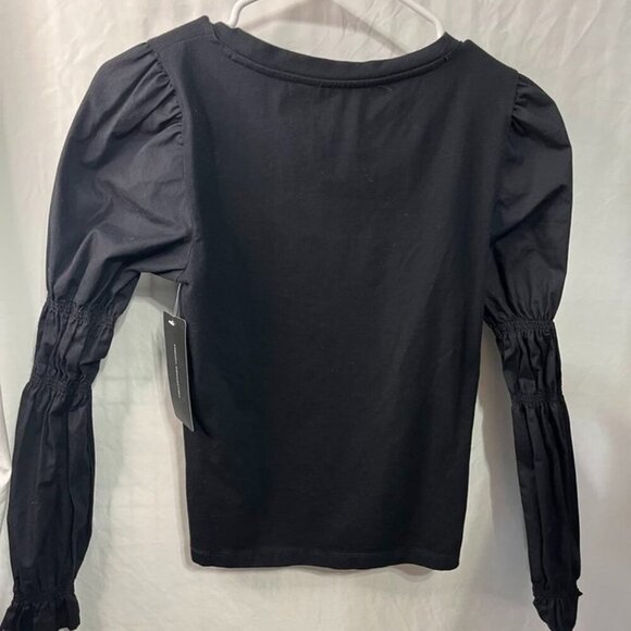 French Connection Juliet Sleeve Top Black Size Small – MSRP $48 - Picture 5 of 5